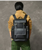 Vintage Crazy Horse Genuine Leather Hiking Backpack