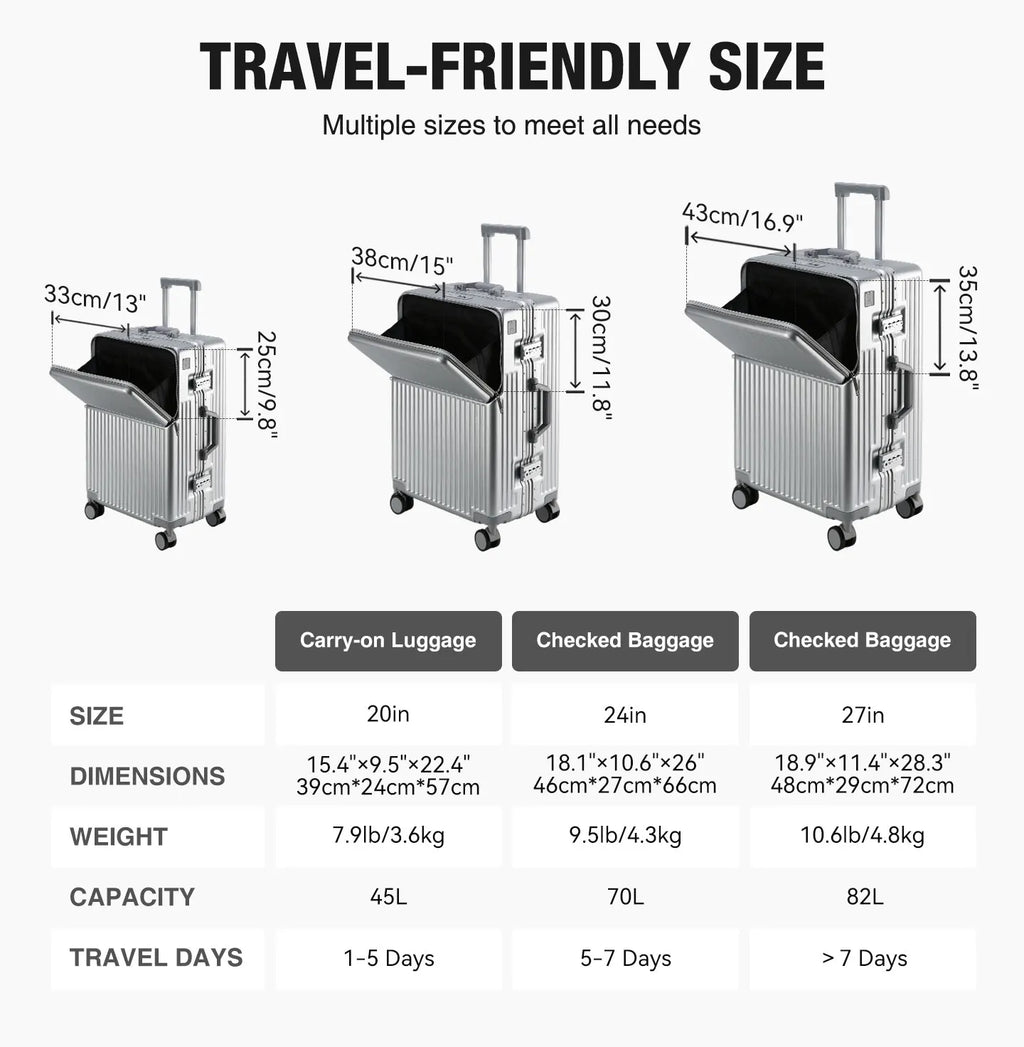 20/24/27 Lightweight Aluminum Hard Shell Luggage
