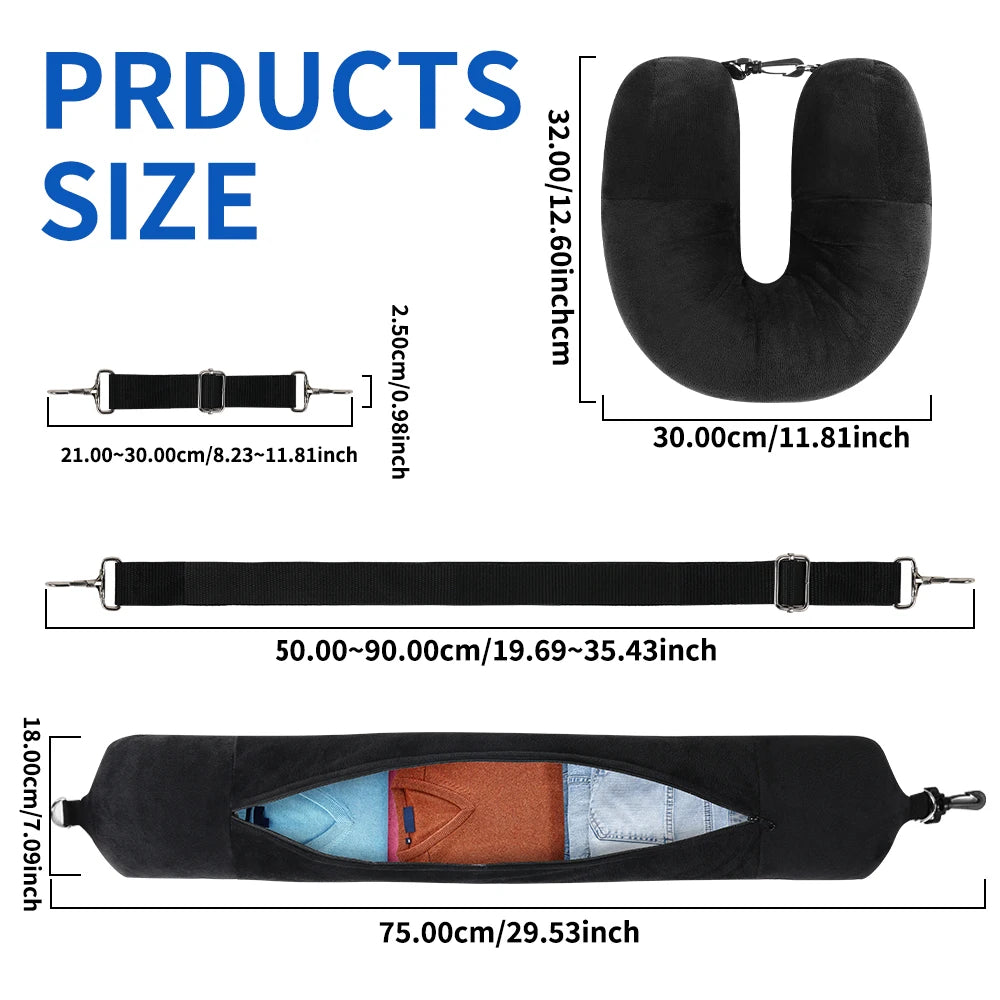 Neck Pillow w/Fillable Clothing U-Shaped Pillowcase