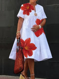 Women's Short Sleeve Pleated A-Line Dress