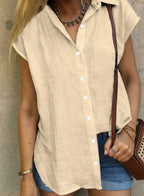 Women's Summer Solid Cotton Linen Shirt