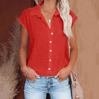 Women's Summer Solid Cotton Linen Shirt