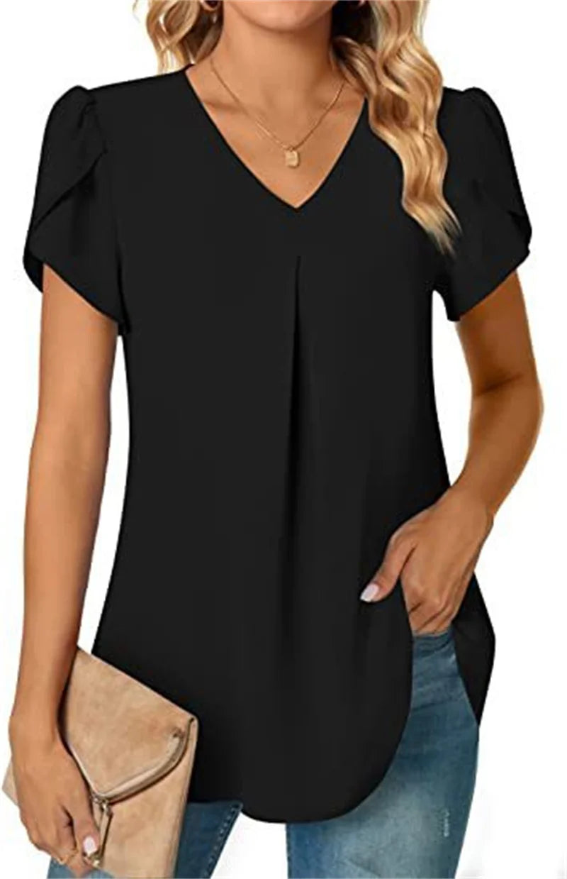 Women's V-Neck Splice Lace Decoration Pullover