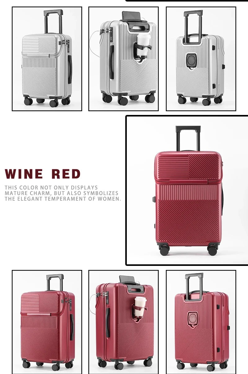 Stylish 20" Lightweight Carry-on w/Cup Holder