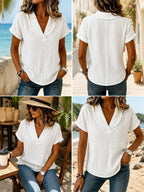 Women's Breathable Crinkle Cotton Linen Blouse