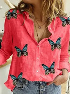 Women's Vintage Cotton Linen Blouse