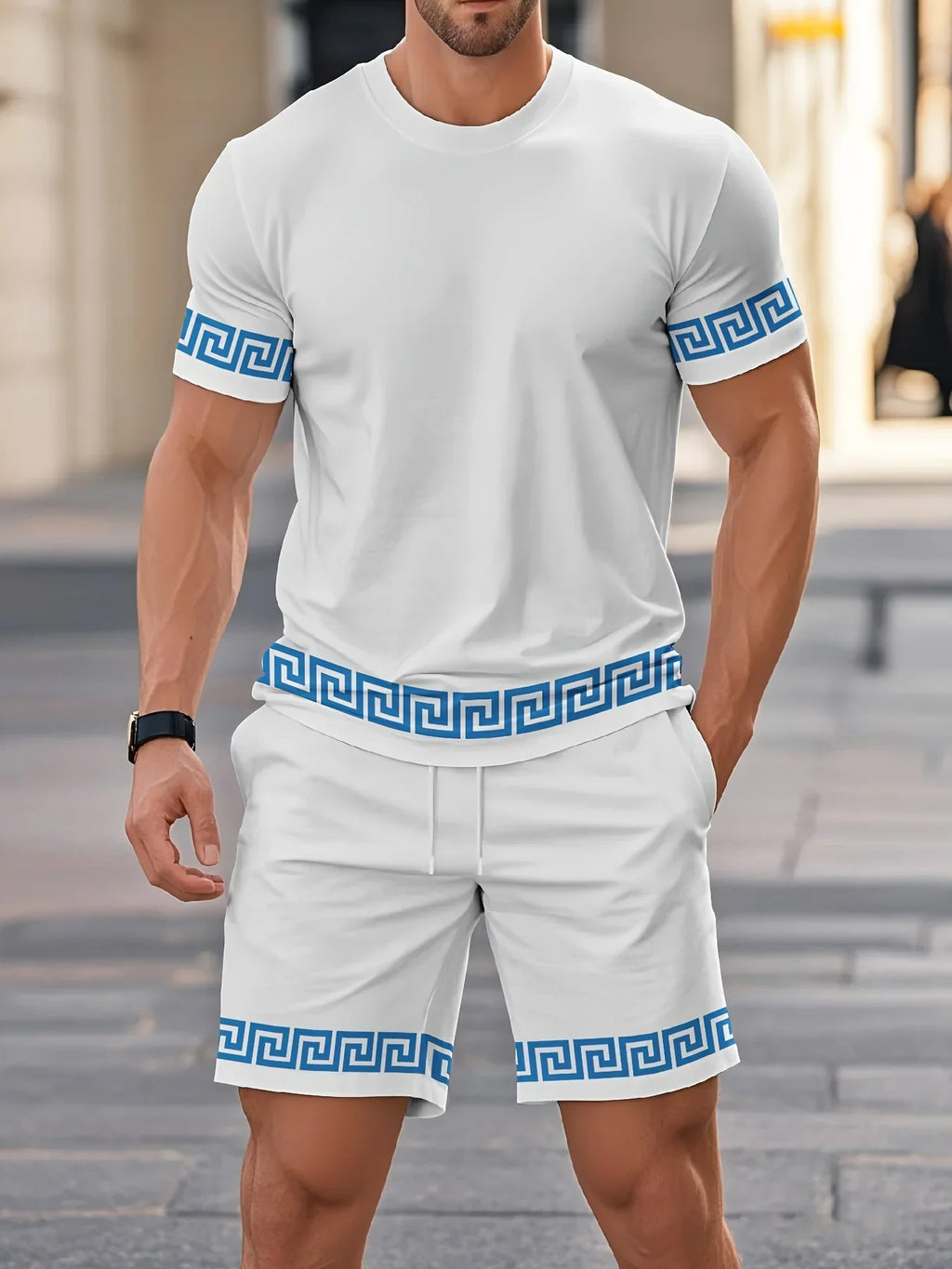 Men's 3D Printed Polyester Shorts Set
