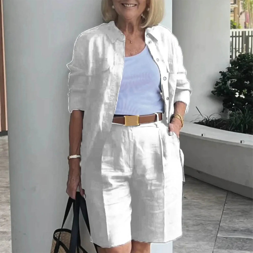 Women's Elegant Solid Color Shorts Sets