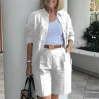 Women's Elegant Solid Color Shorts Sets