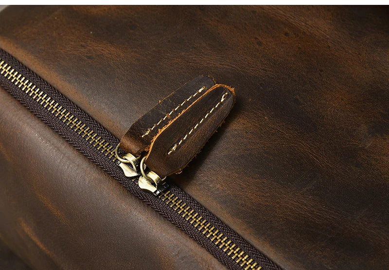 Vintage Crazy Horse Genuine Leather Hiking Backpack