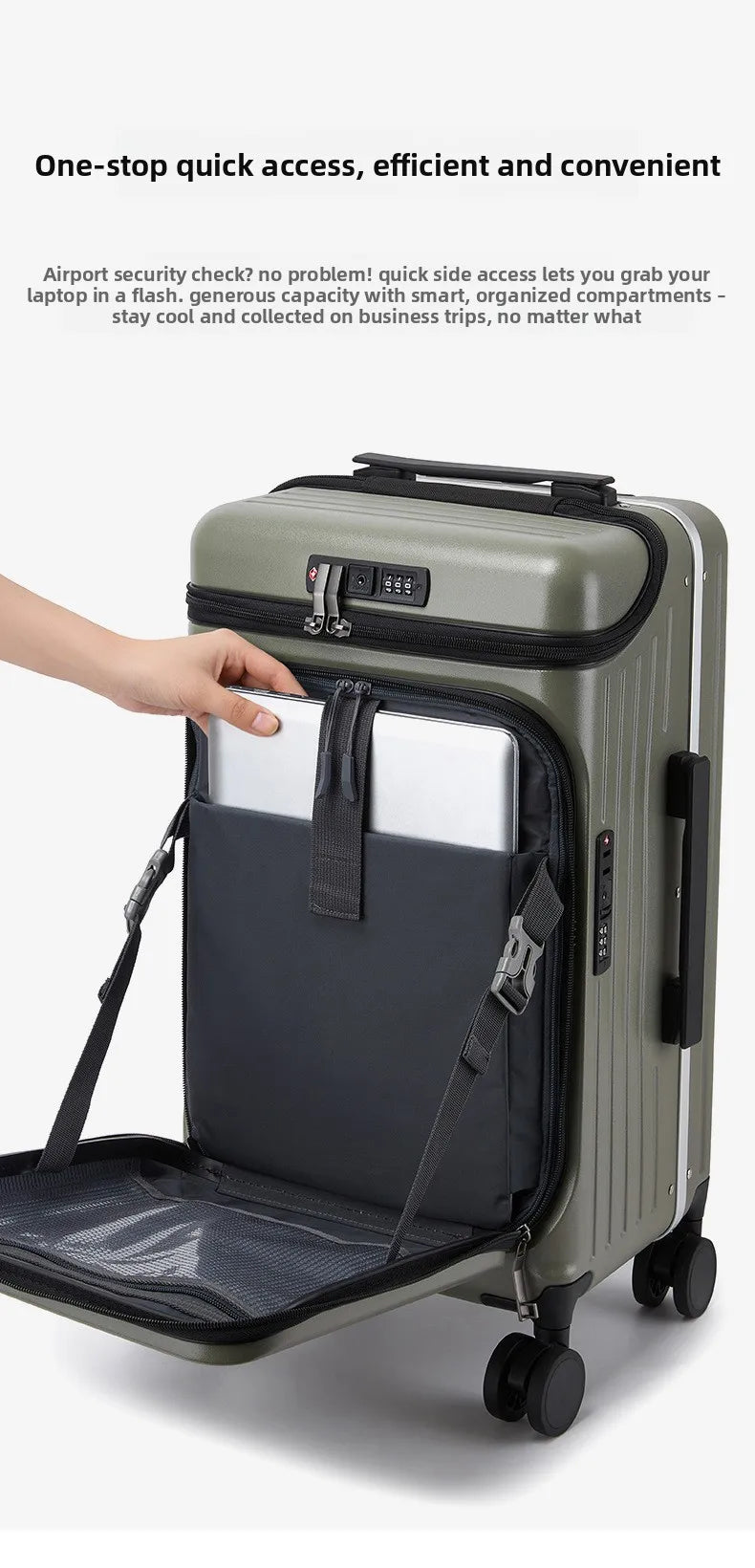 20" Multifunctional Front Opening Carry-on Luggage