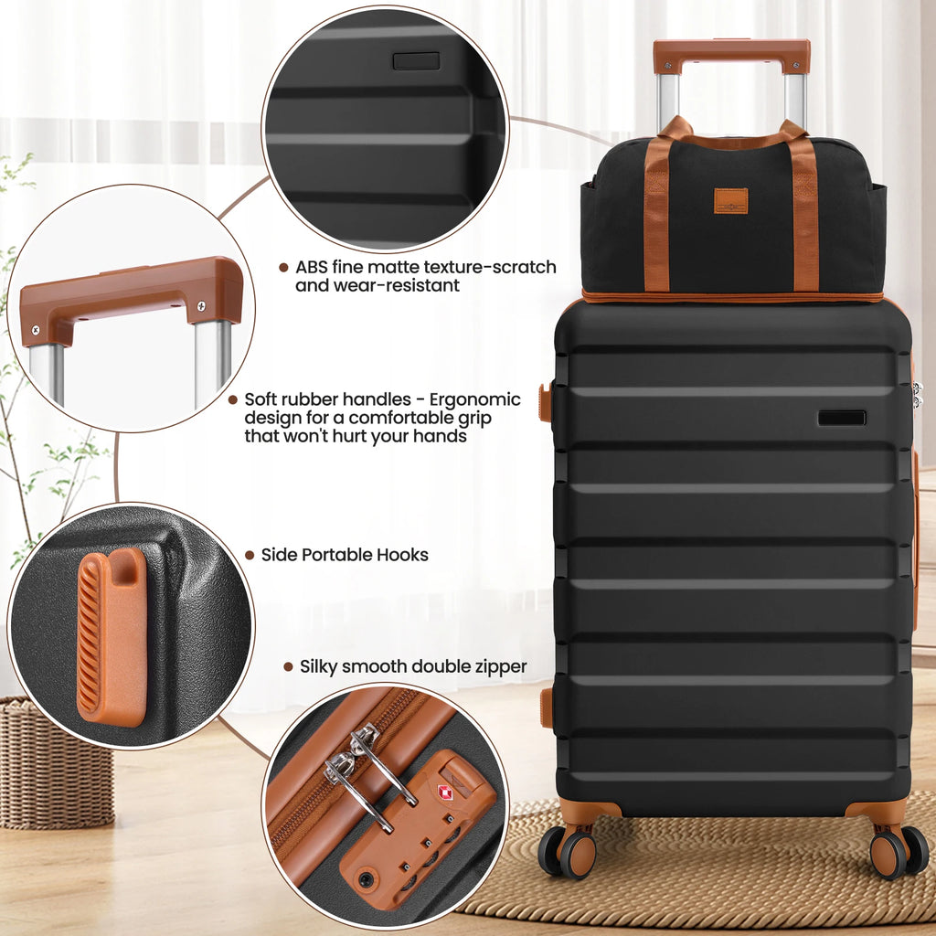 3/5pcs 20/24/28" Luggage Set w/Toiletry Bag & Duffel Bag