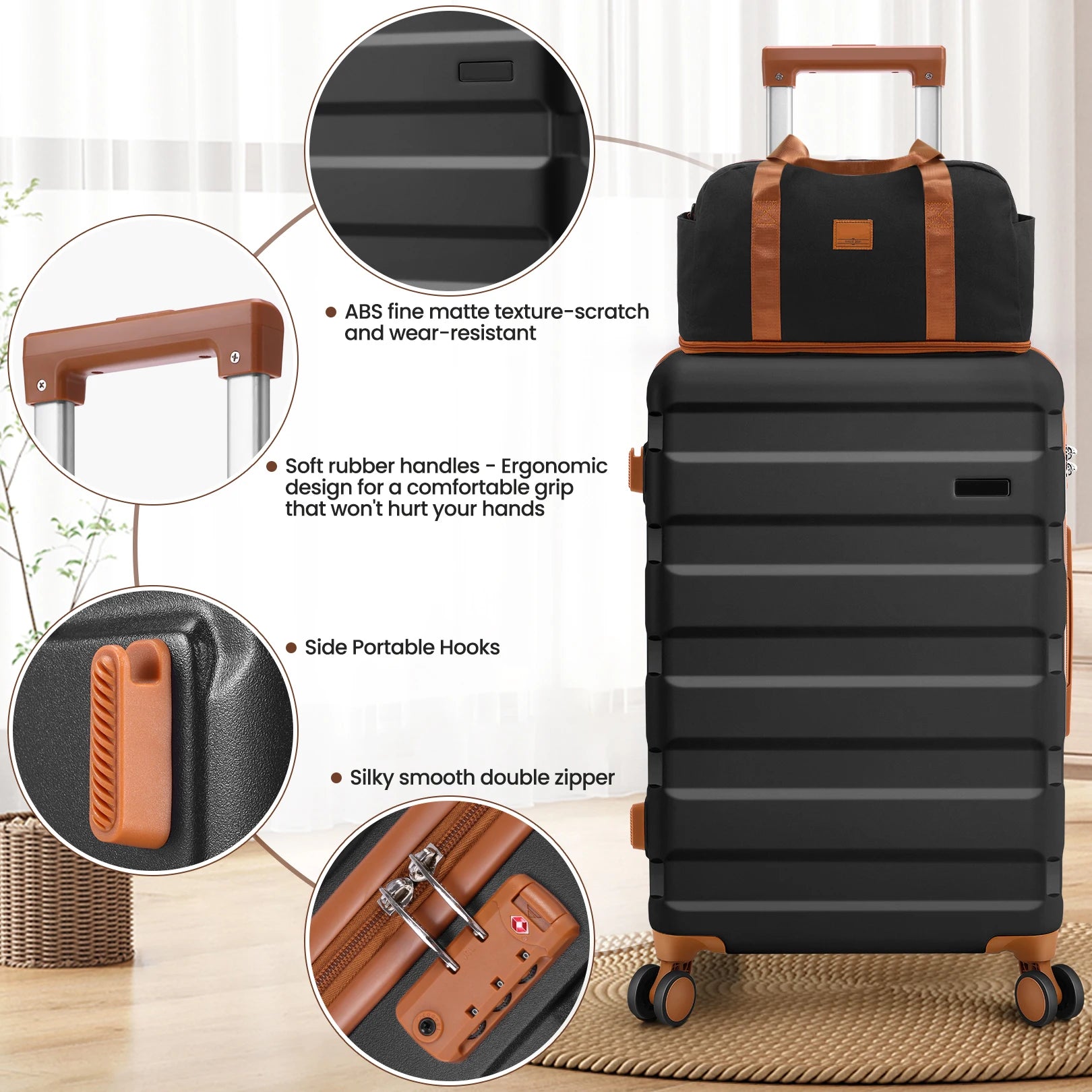 3/5pcs 20/24/28" Luggage Set w/Toiletry Bag & Duffel Bag
