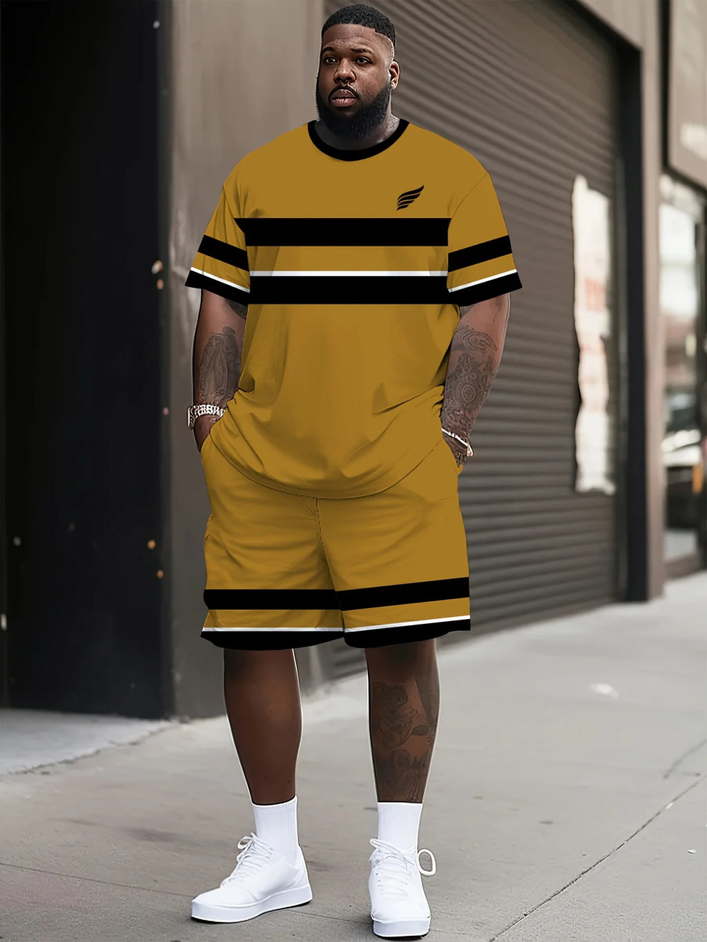 Men's Outdoor Casual T-shirt Drawstring Shorts Sets