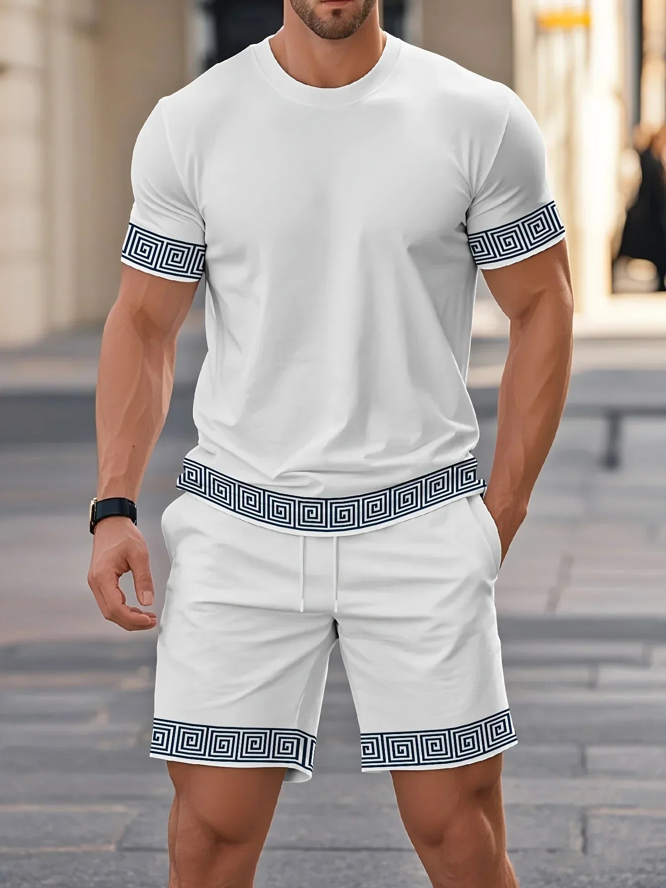 Men's 3D Printed Polyester Shorts Set