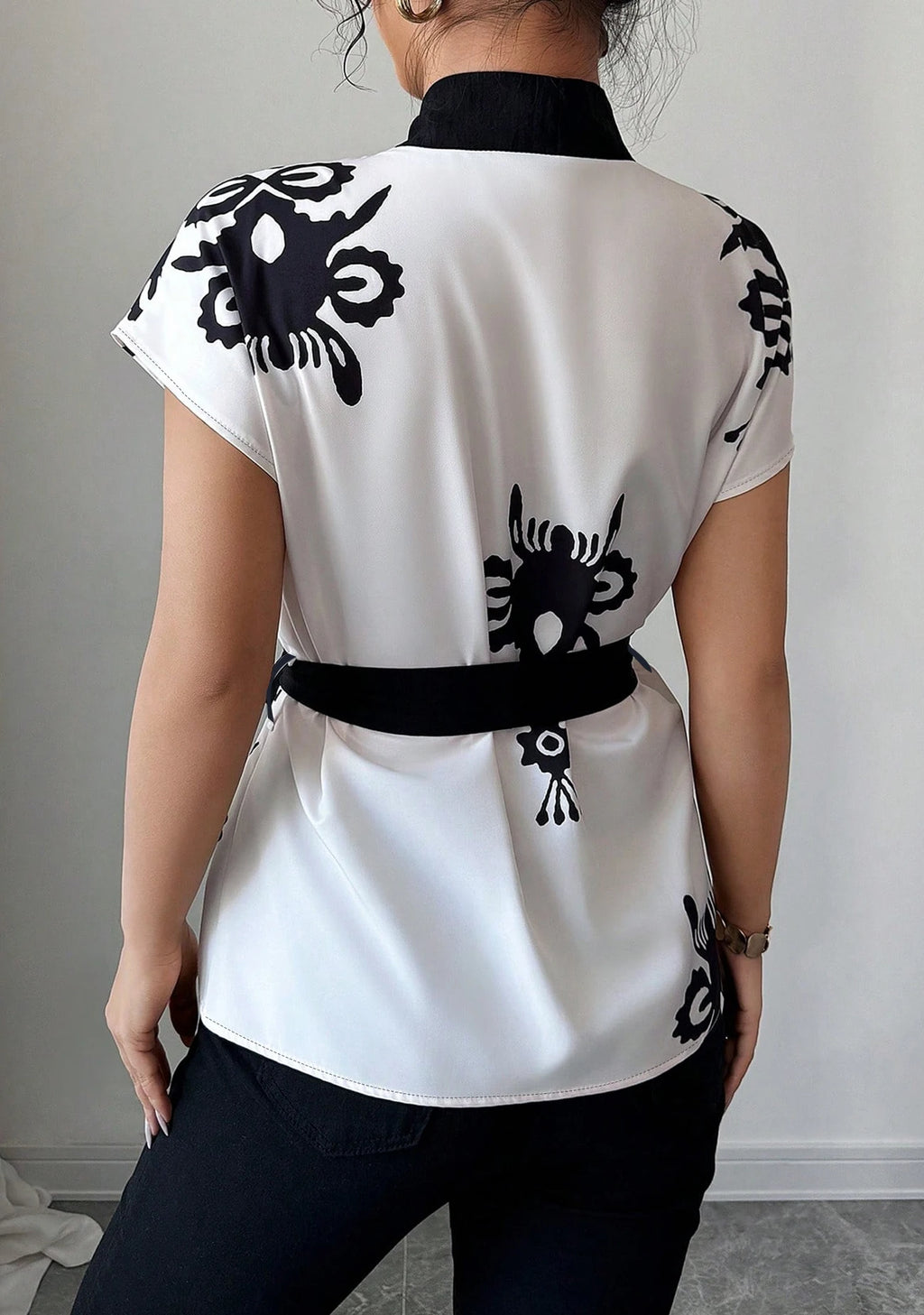 Women's Elegant Commute Floral Print Short Sleeve Top