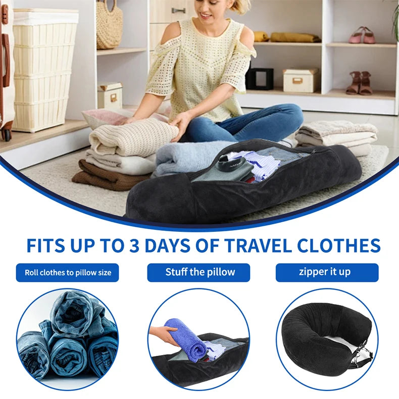 Neck Pillow w/Fillable Clothing U-Shaped Pillowcase