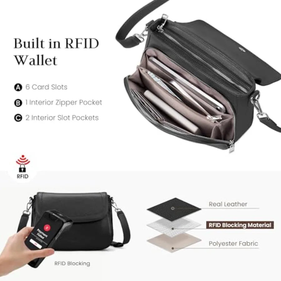 Genuine Leather RFID Crossbody Bag
