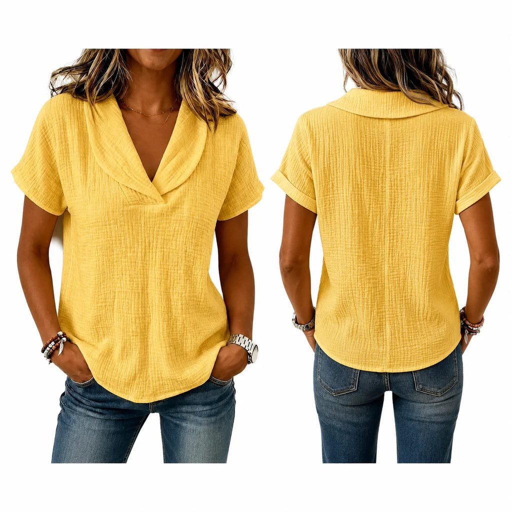 Women's Breathable Crinkle Cotton Linen Blouse