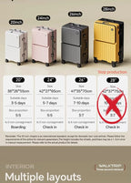 20/24/26" Front Opening Pocket Aluminum Frame Luggage