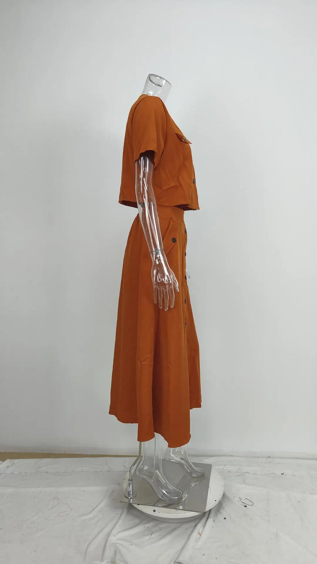 Women's Two Piece Summer Short Sleeve O-Neck Shirt and Skirt Set