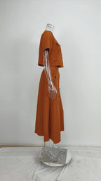 Women's Two Piece Summer Short Sleeve O-Neck Shirt and Skirt Set