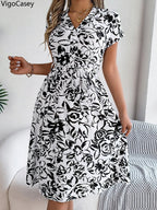 Women's VigoCasey Elegant Flower Print Short Dress