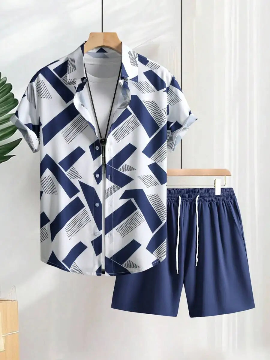 Men's Vacation Casual Short Sleeve Shirt Shorts Set