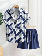 Men's Vacation Casual Short Sleeve Shirt Shorts Set
