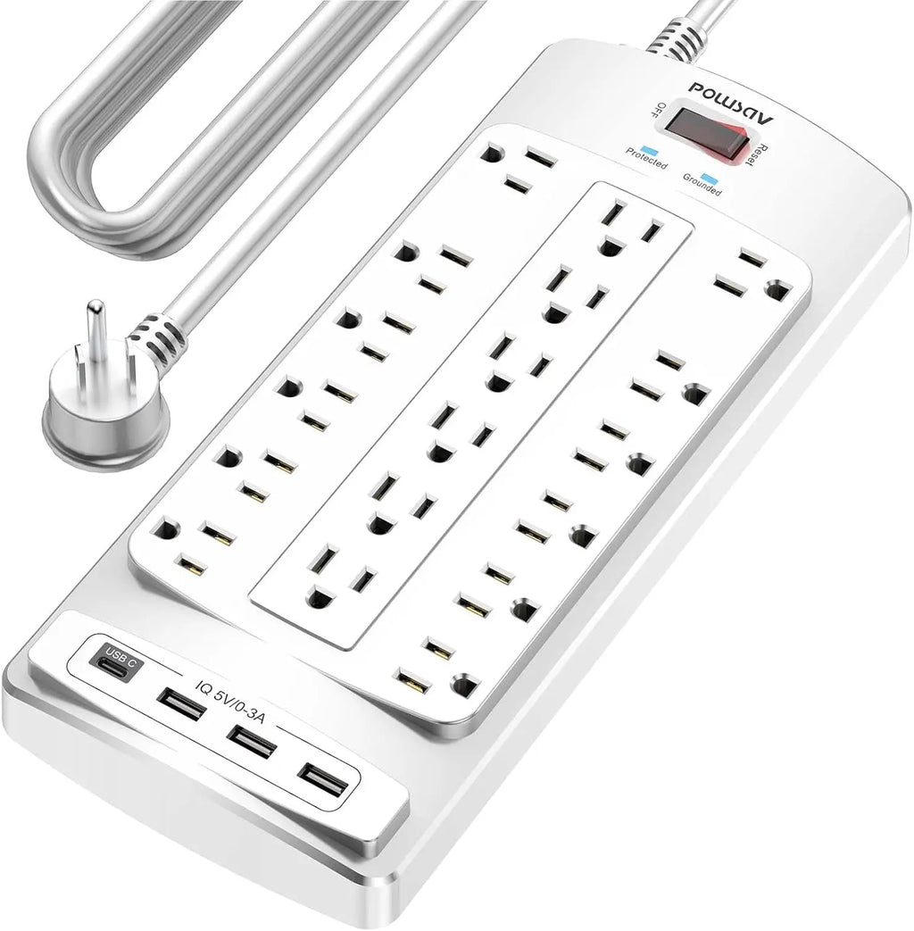 18-Outlet Surge Protector Power Strip with 4 USB Ports