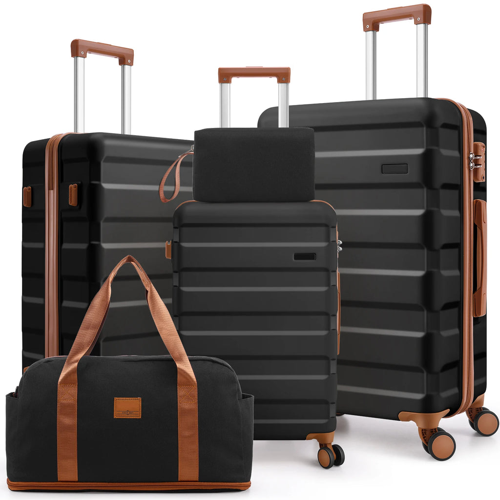 3/5pcs 20/24/28" Luggage Set w/Toiletry Bag & Duffel Bag