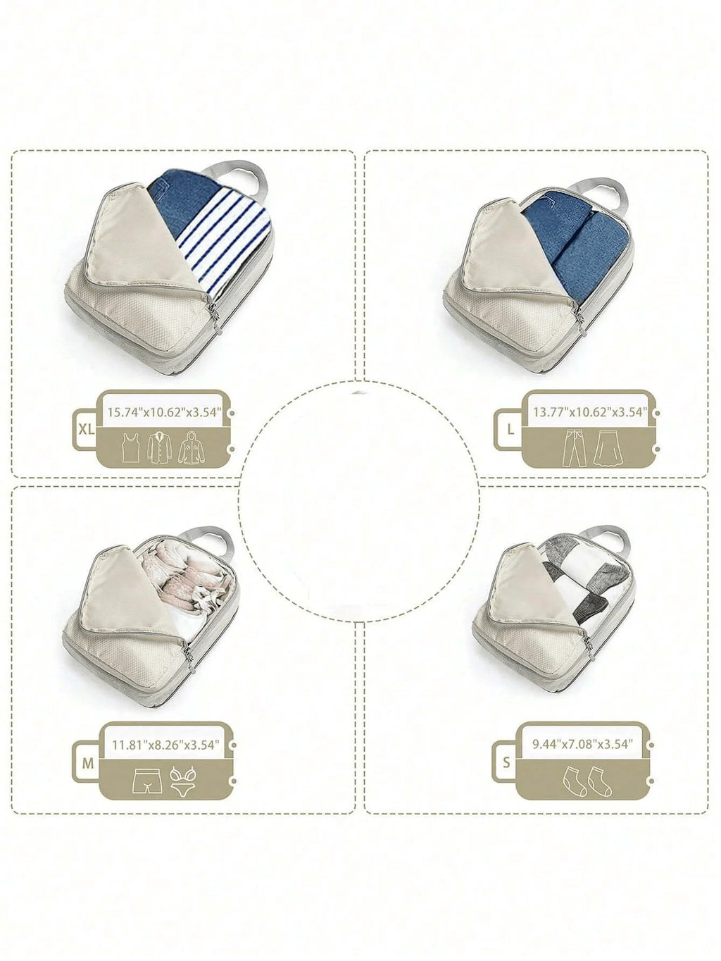 6 Pcs Compression Travel Cubes
