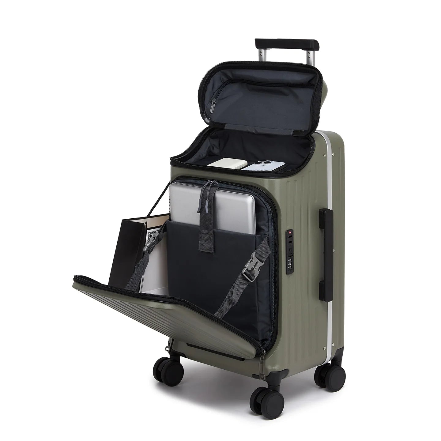 20" Multifunctional Front Opening Carry-on Luggage