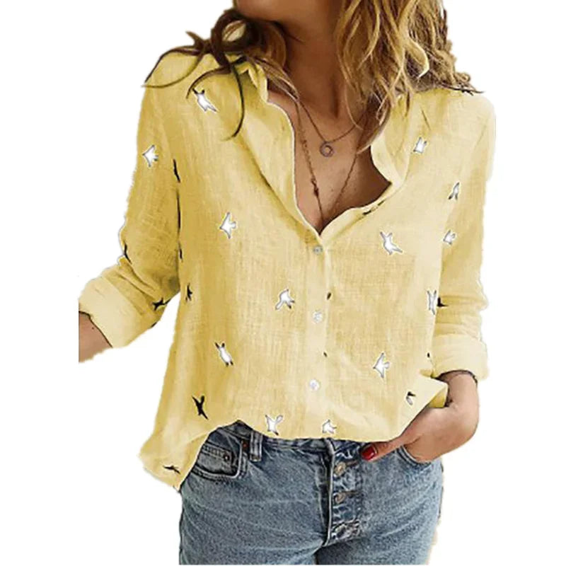 Women's Vintage Cotton Linen Blouse