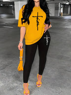 Women's T-Shirt Top & Medium Stretch Comfy Pants