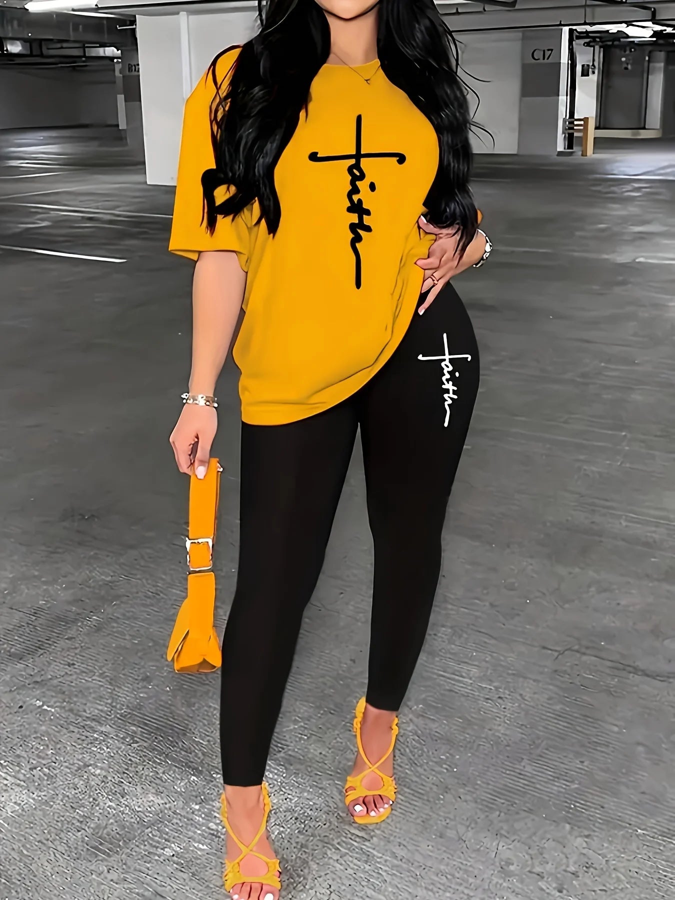 Women's T-Shirt Top & Medium Stretch Comfy Pants