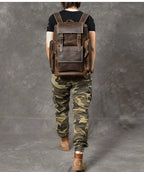 Vintage Crazy Horse Genuine Leather Hiking Backpack