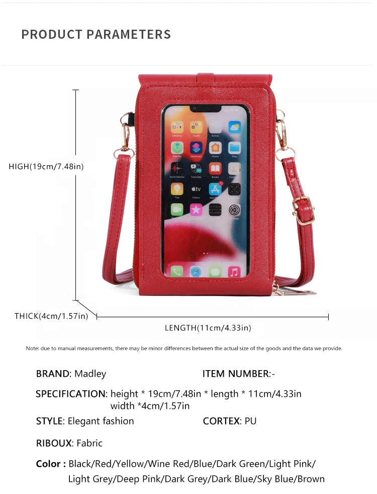 Soft Leather Touch Screen Crossbody