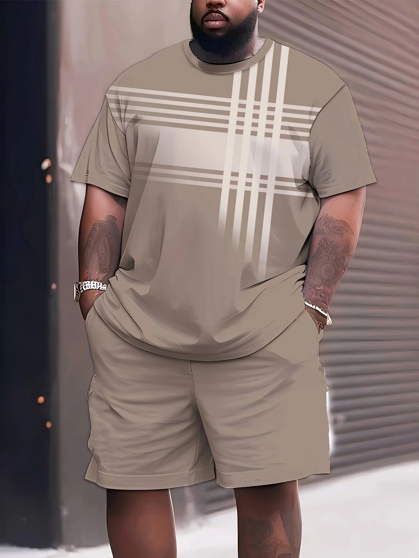 Men's Outdoor Casual T-shirt Drawstring Shorts Sets