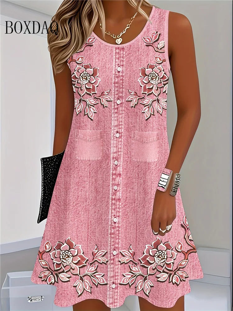 Women's Summer Sleeveless Bohemian Dress