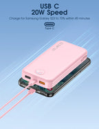 Portable Wall Charger w/Built-in Charging Cables