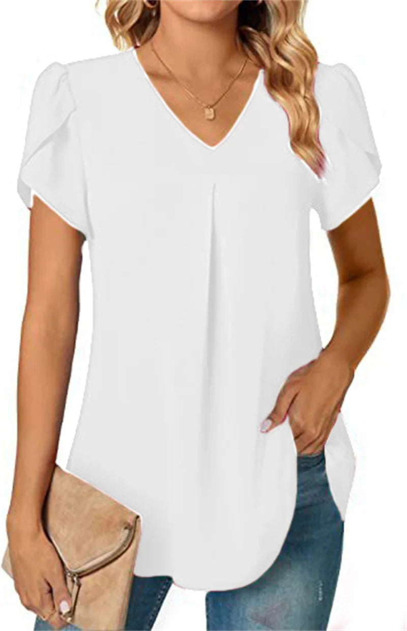 Women's V-Neck Splice Lace Decoration Pullover