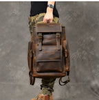 Vintage Crazy Horse Genuine Leather Hiking Backpack
