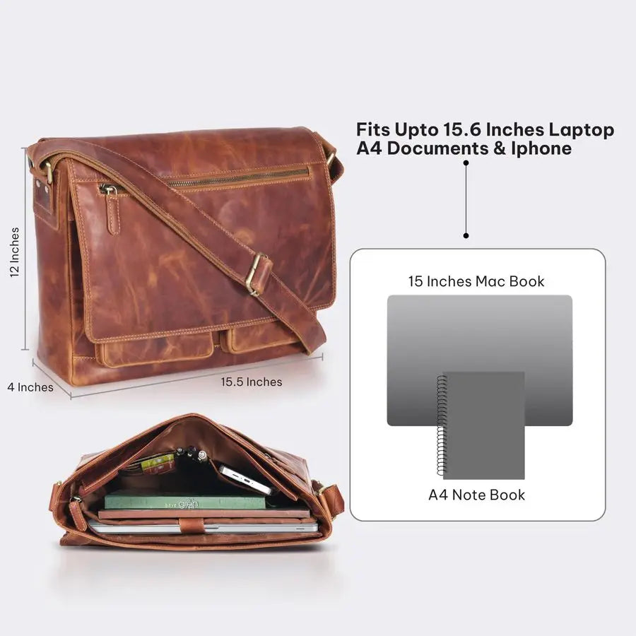 Real Genuine Leather Messenger Bag