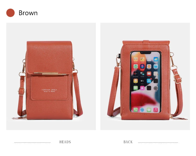 Soft Leather Touch Screen Crossbody