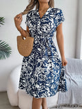 Women's VigoCasey Elegant Flower Print Short Dress