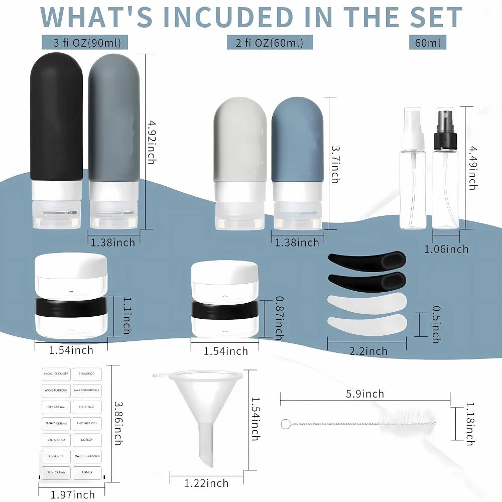 4pcs/17pcs Refillable Leak-Proof Bottles