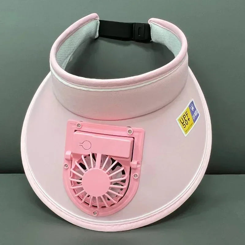 Fishing Cooling Fan Hat w/USB Rechargeable Battery