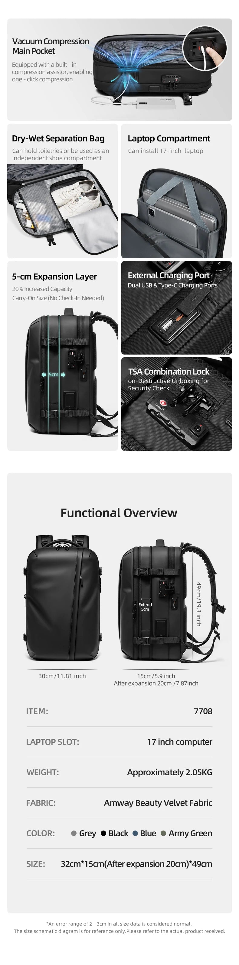 Vacuum Compression Backpack