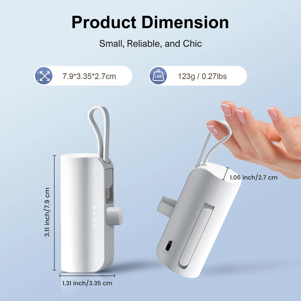 Mini Power Bank Dual USB-C Ports for IPhone16/ 15/15 Plus/15 Pro/15 Pro Max/Android